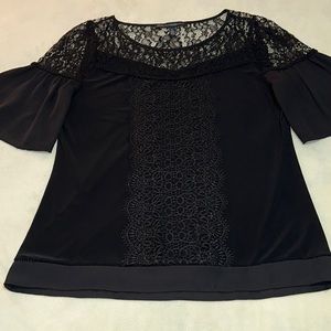 White House/Black Market Black blouse . Sz S. Lace accented. Previously Loved.